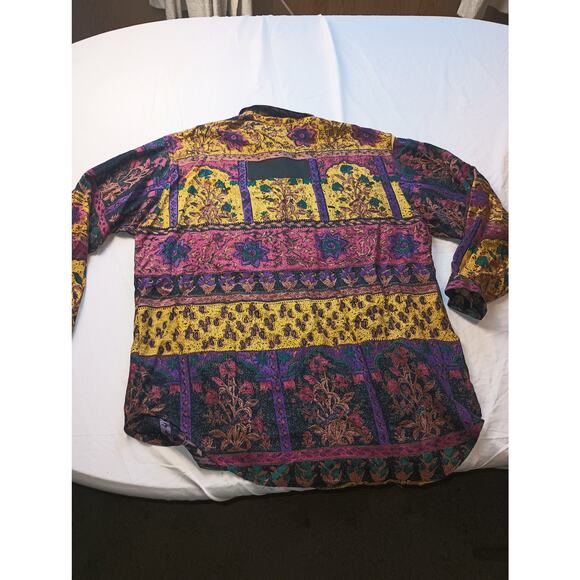 Next Move Button Down Blouse Made in Nepal Beautiful Bold Women Medium VTG - Picture 5 of 5